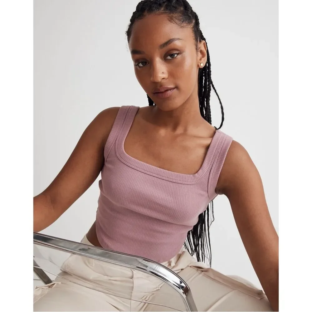 NWT Madewell The Tailored Crop Tank in Sleekhold in Pink - Picture 4 of 9